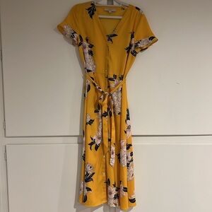 LOFT YELLOW FLORAL PRINT DRESS
